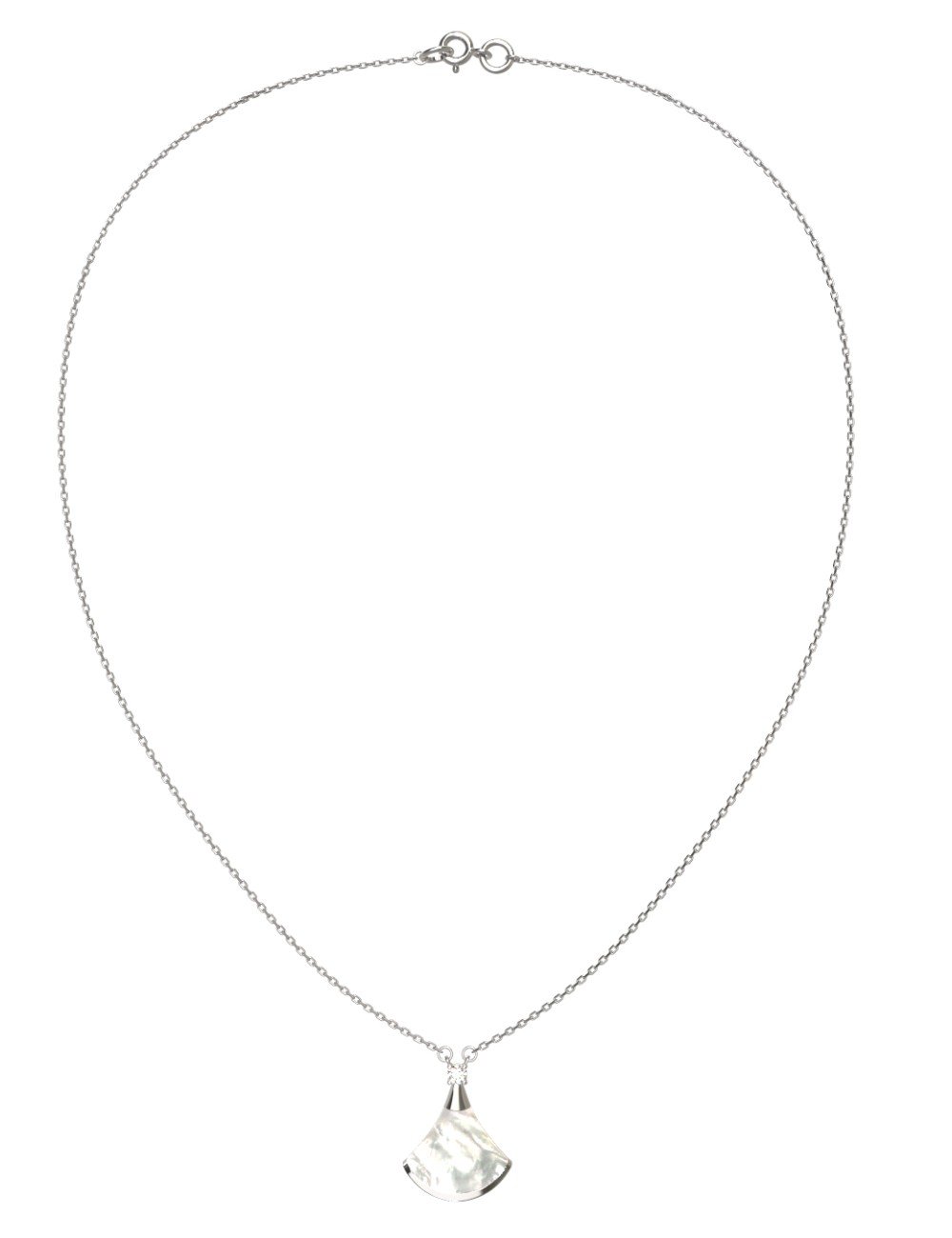 Колье из белого золота c бриллиантами и перламутром