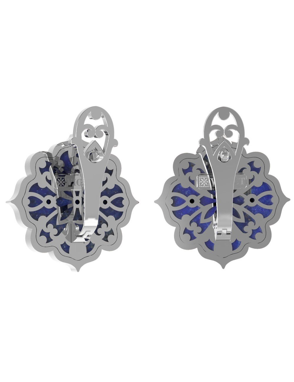 Серьги из белого золота c бирюзой и лазуритом