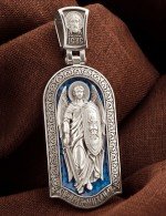 Образок из белого золота c эмалью