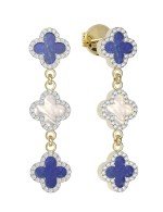 Серьги из лимонного золота c бриллиантами, лазуритом и перламутром