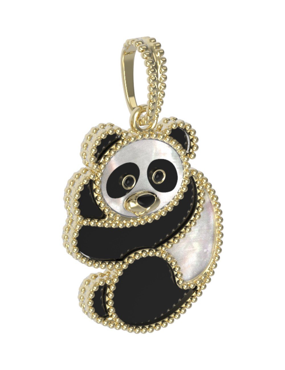 Подвеска из лимонного золота c эмалью, ониксом и перламутром