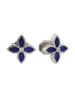 Серьги из белого золота c бриллиантами и лазуритом