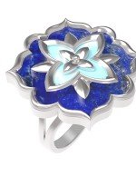 Кольцо из белого золота c бирюзой и лазуритом