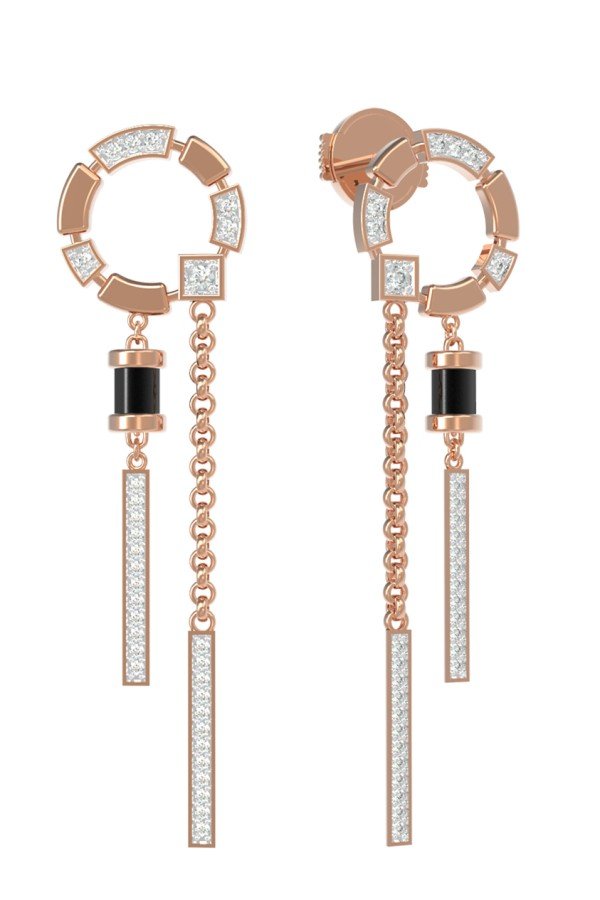 Серьги из золота c бриллиантами и ониксом