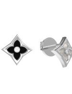 Серьги из белого золота c бриллиантами, ониксом и перламутром