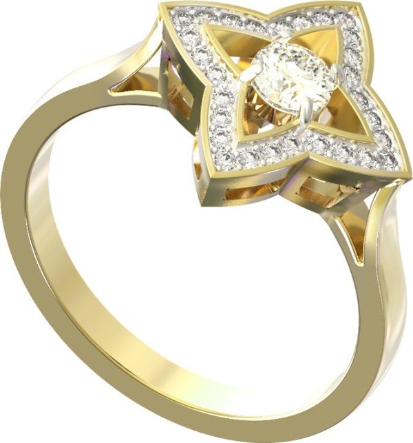 Кольцо из лимонного золота c бриллиантами