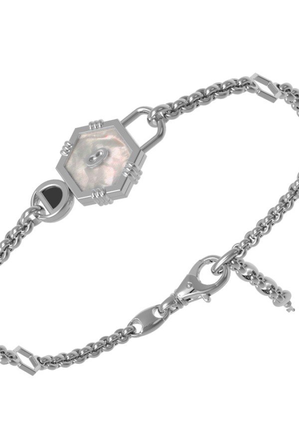 Браслет из белого золота c ониксом и перламутром