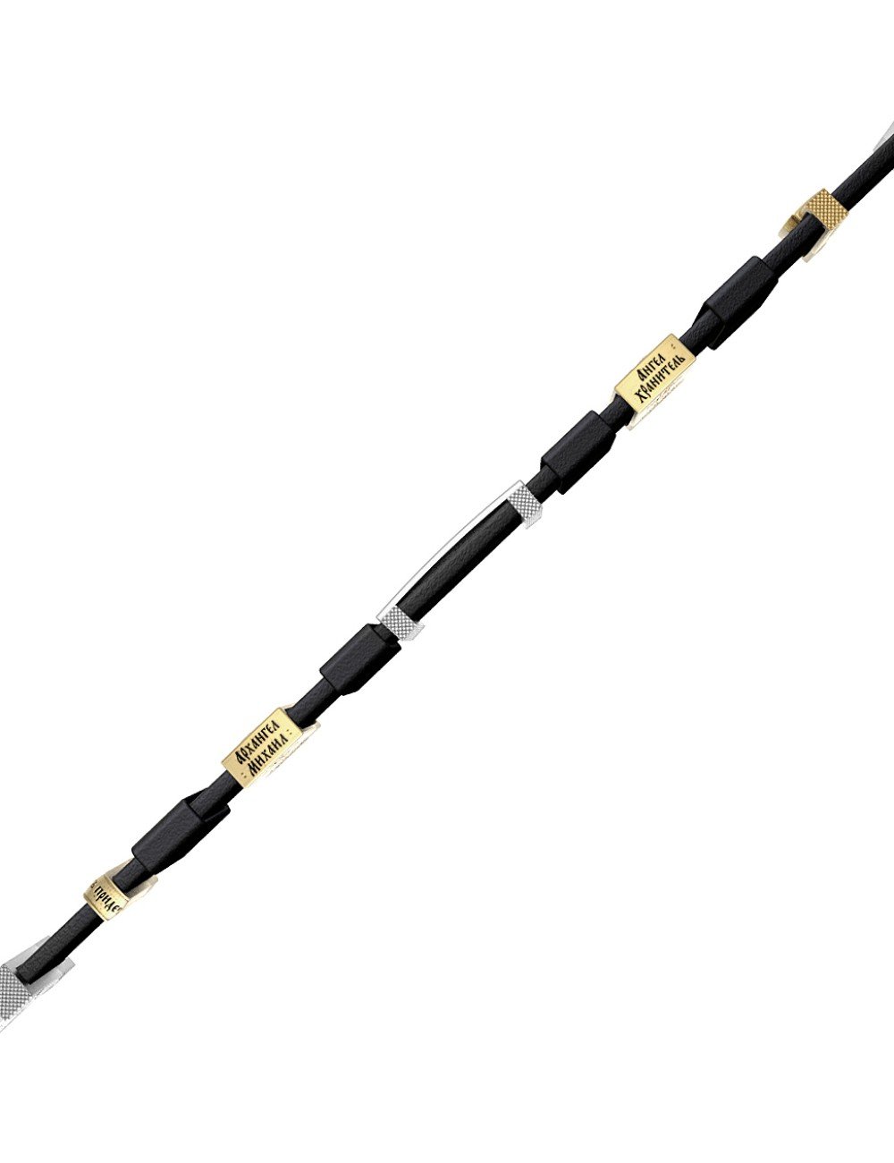 Браслет из белого золота c кожаным шнурком