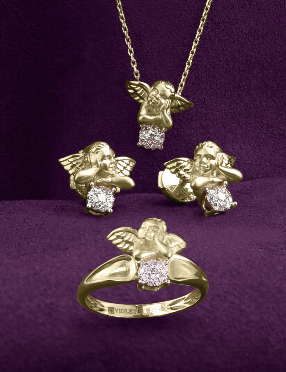 Кольцо из лимонного золота c бриллиантами