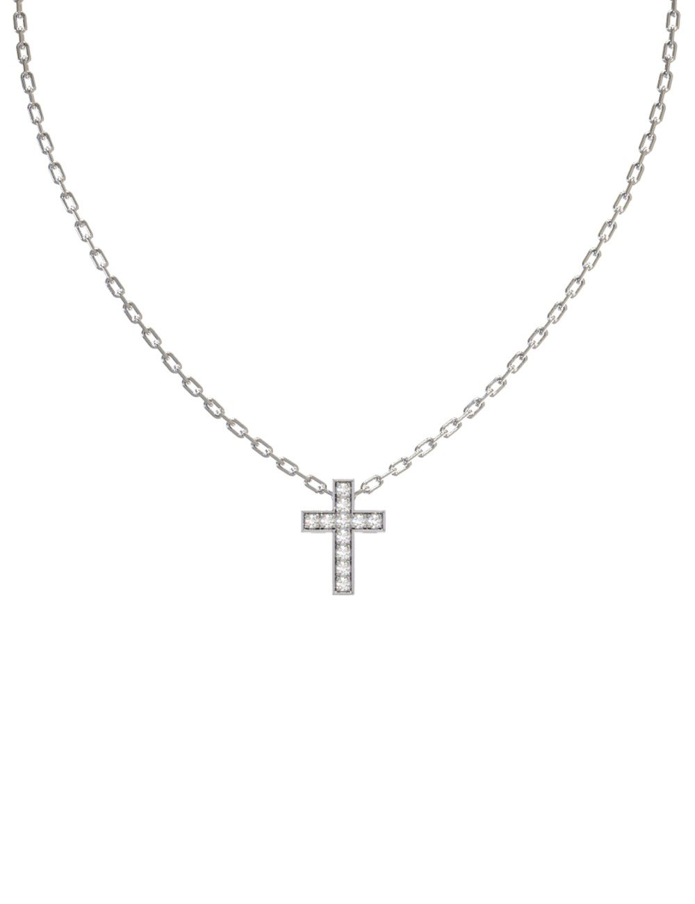 Крест из белого золота c бриллиантами