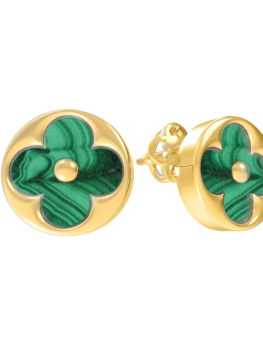 Серьги из лимонного золота c малахитом