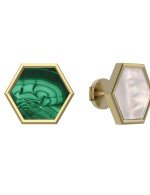 Серьги из лимонного золота c малахитом и перламутром