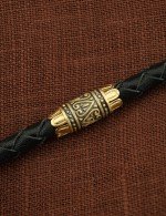Гайтан из лимонного золота c кожаным шнурком