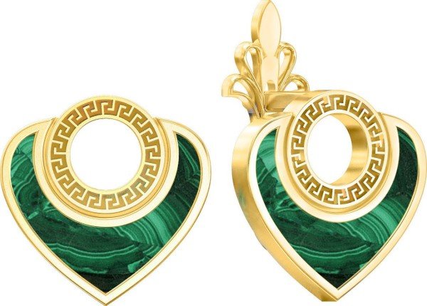 Серьги из лимонного золота c малахитом