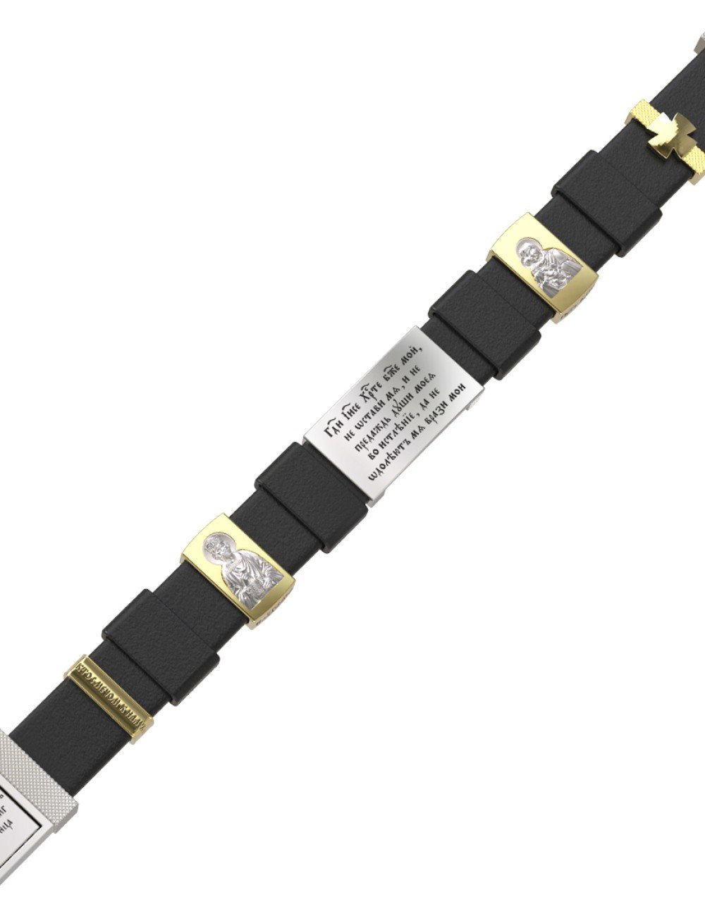 Браслет из белого золота c кожаным шнурком