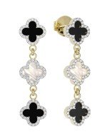 Серьги из лимонного золота c бриллиантами, ониксом и перламутром