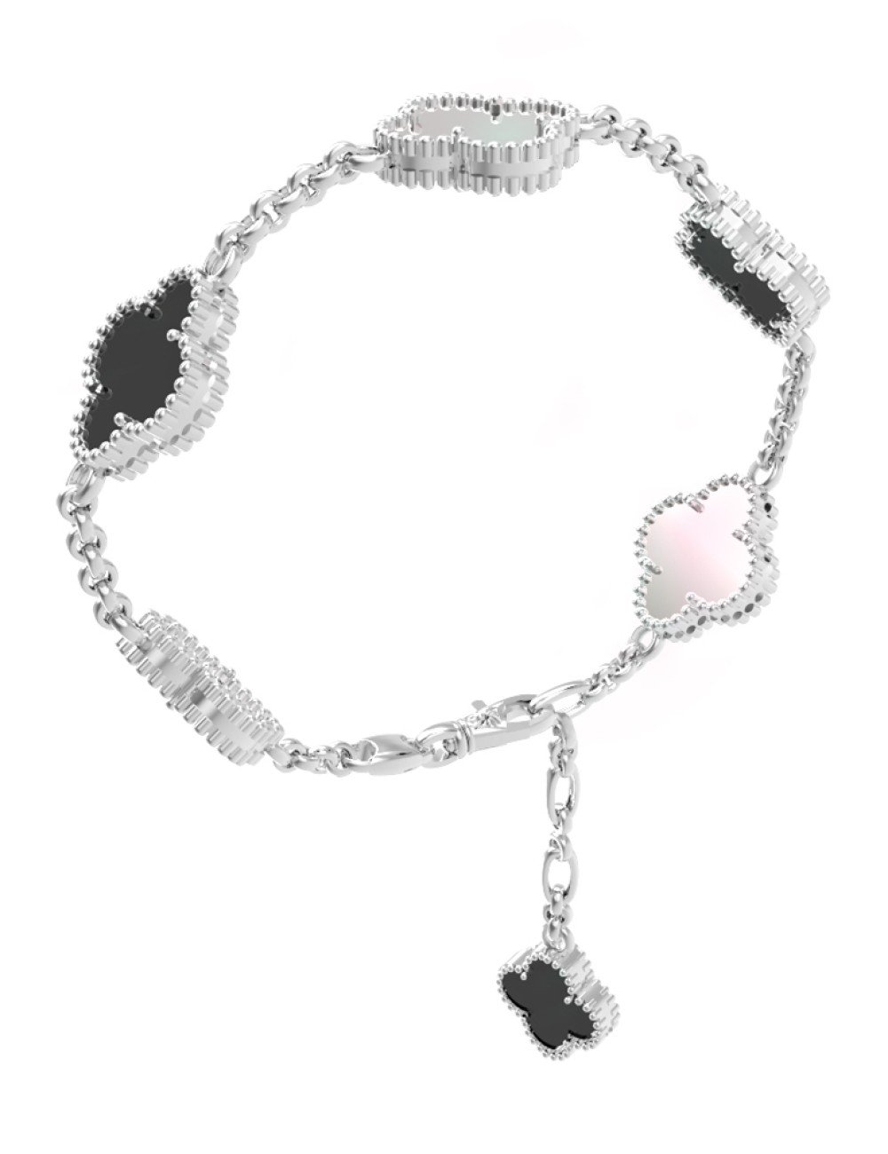 Браслет из белого золота c ониксом и перламутром