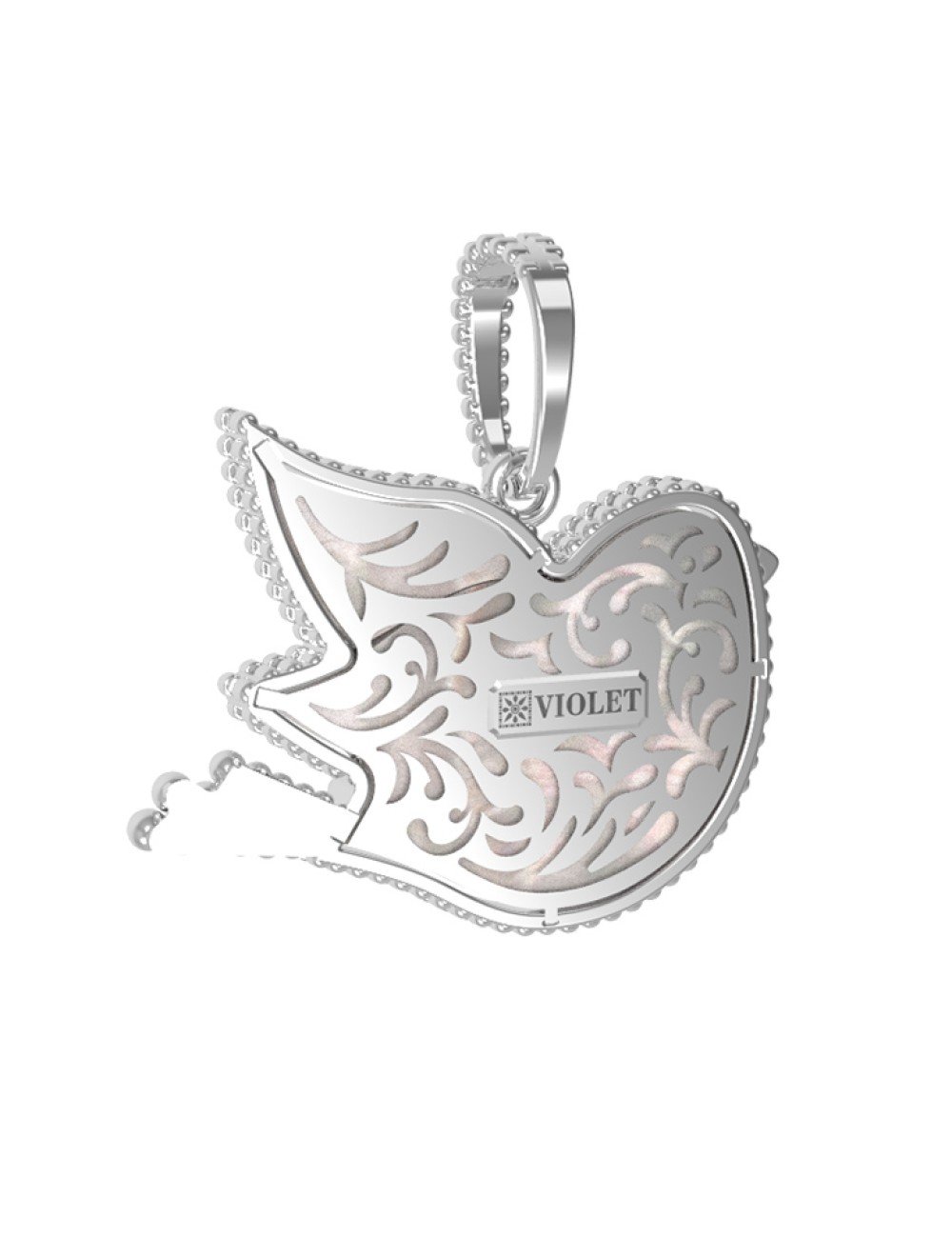 Подвеска из белого золота c эмалью и перламутром