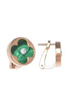 Серьги из золота c бриллиантами и малахитом