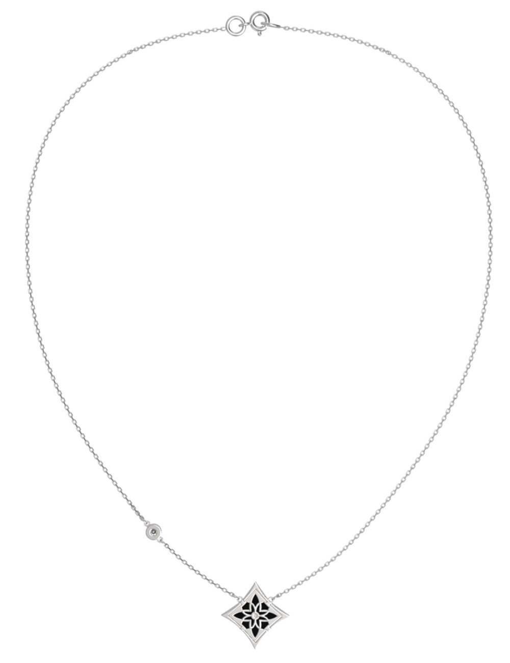 Колье из белого золота c бриллиантами и ониксом