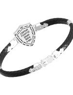 Браслет из белого золота c шнурком и ониксом