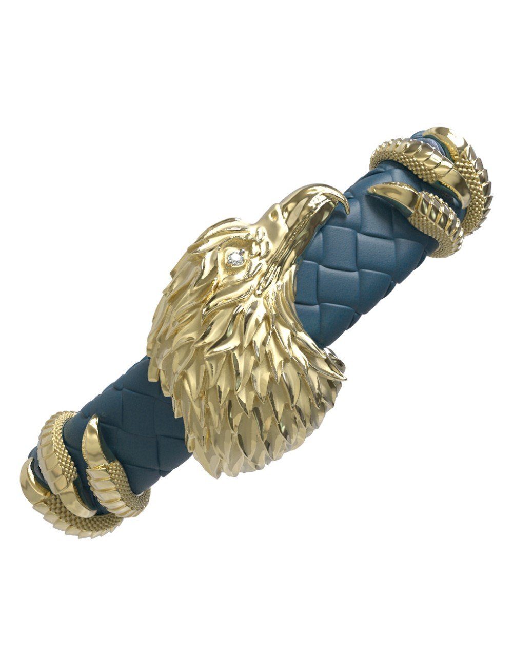 Браслет из лимонного золота c бриллиантами и кожаным шнурком