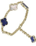 Браслет из лимонного золота c лазуритом и перламутром