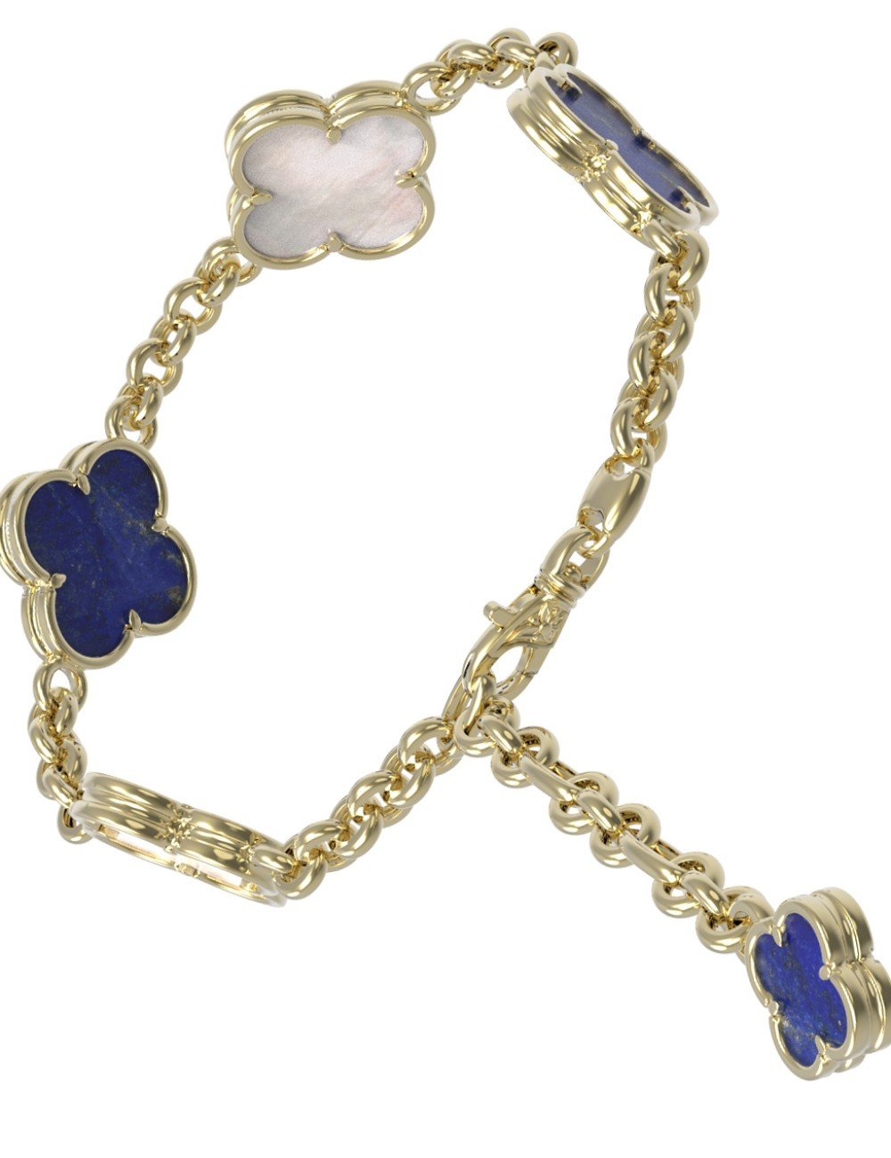 Браслет из лимонного золота c лазуритом и перламутром