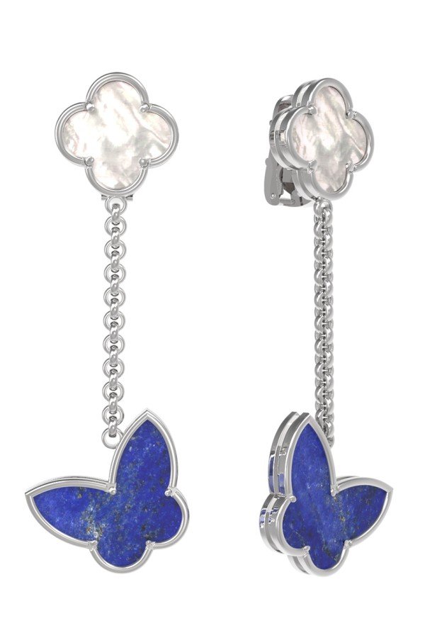 Серьги из белого золота c лазуритом и перламутром