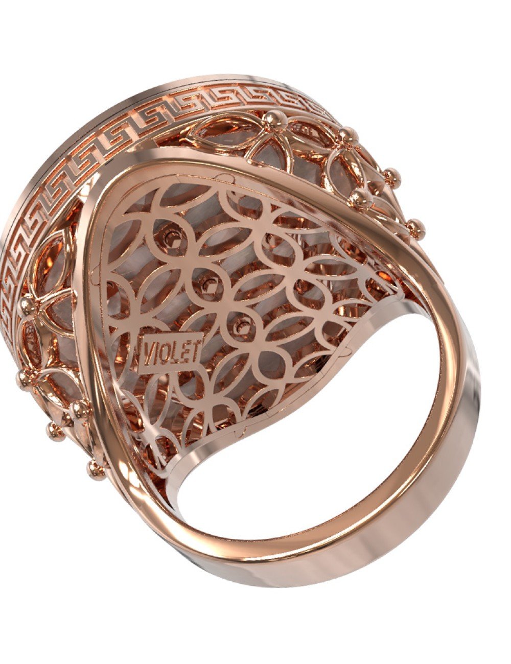 Кольцо из золота c эмалью и перламутром