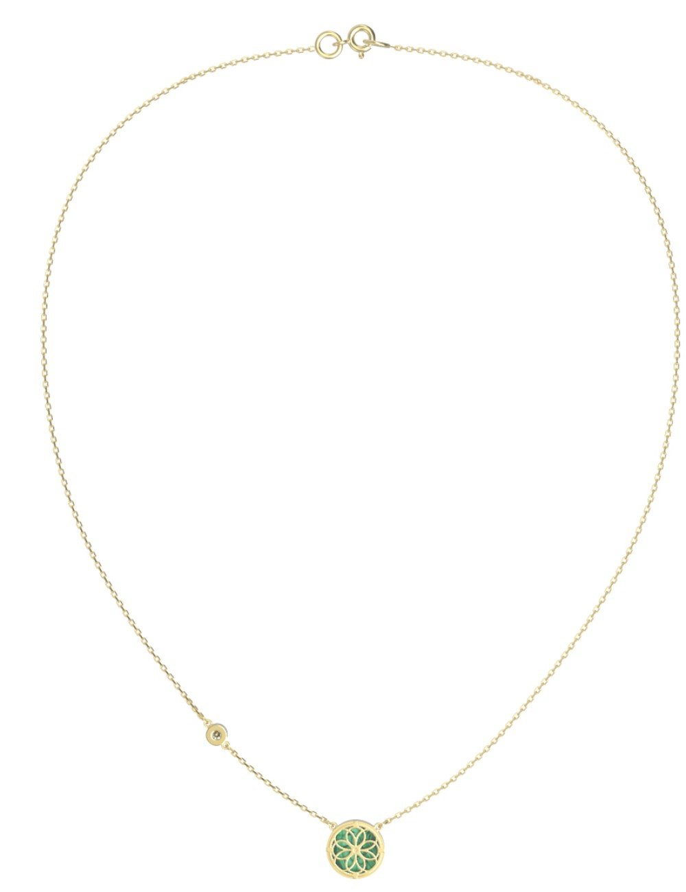 Колье из лимонного золота c бриллиантами и малахитом