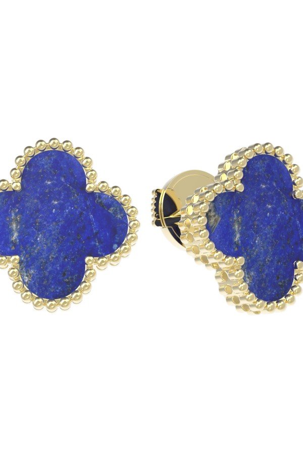 Серьги из лимонного золота c лазуритом