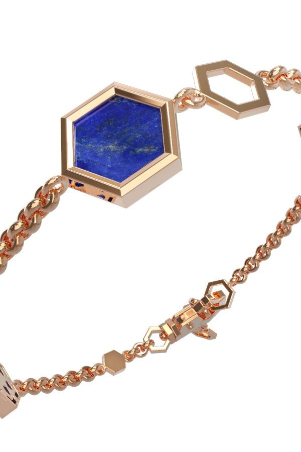 Браслет из золота c бриллиантами, лазуритом и перламутром