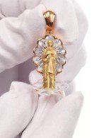 Образок из золота c бриллиантами и перламутром