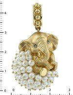 Подвеска из лимонного золота c эмалью и жемчугом