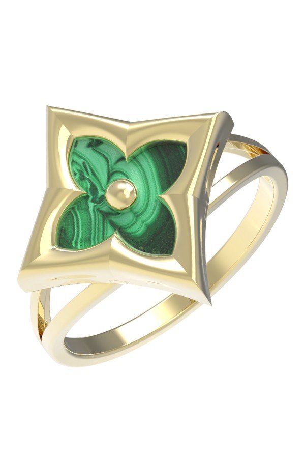 Кольцо из лимонного золота c малахитом