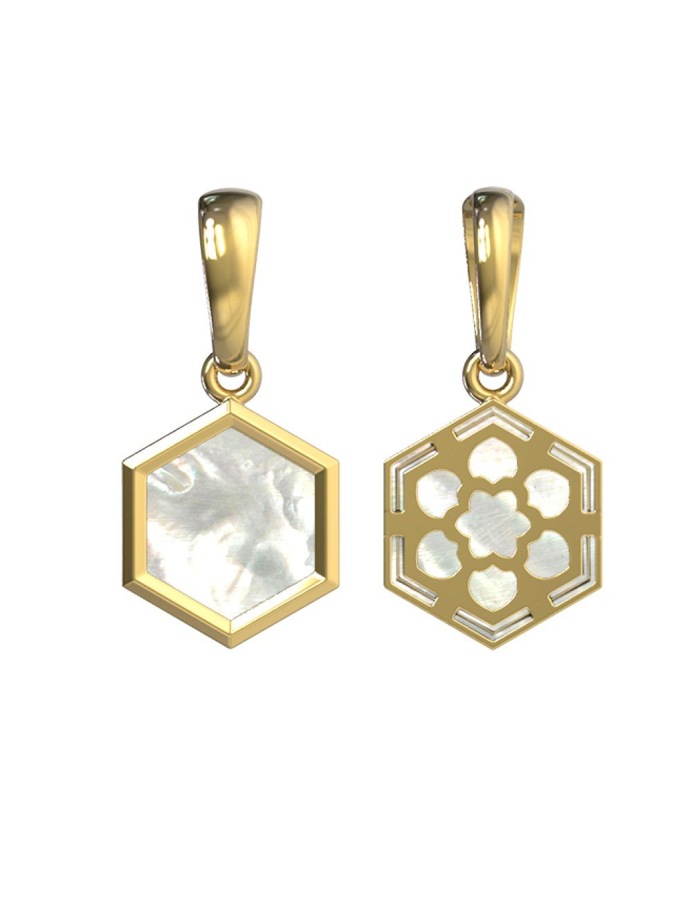 Подвеска из лимонного золота c перламутром