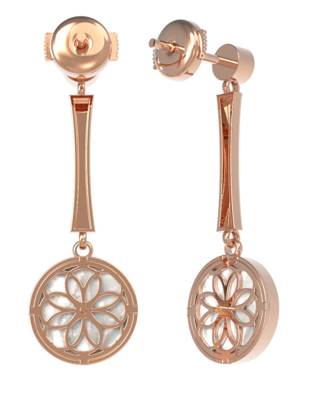 Серьги из золота c фианитом и перламутром