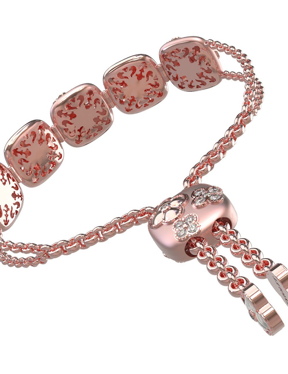 Браслет из розового золота c бриллиантами и перламутром