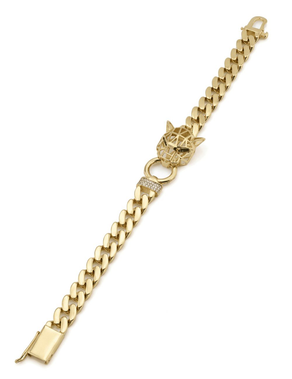 Браслет из лимонного золота c бриллиантами и изумрудом