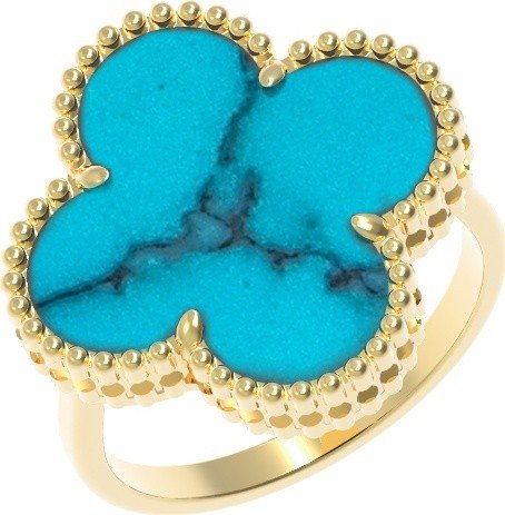 Кольцо из лимонного золота c бирюзой