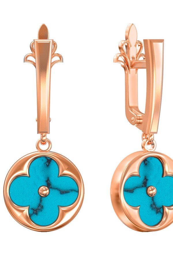 Серьги из золота c бирюзой