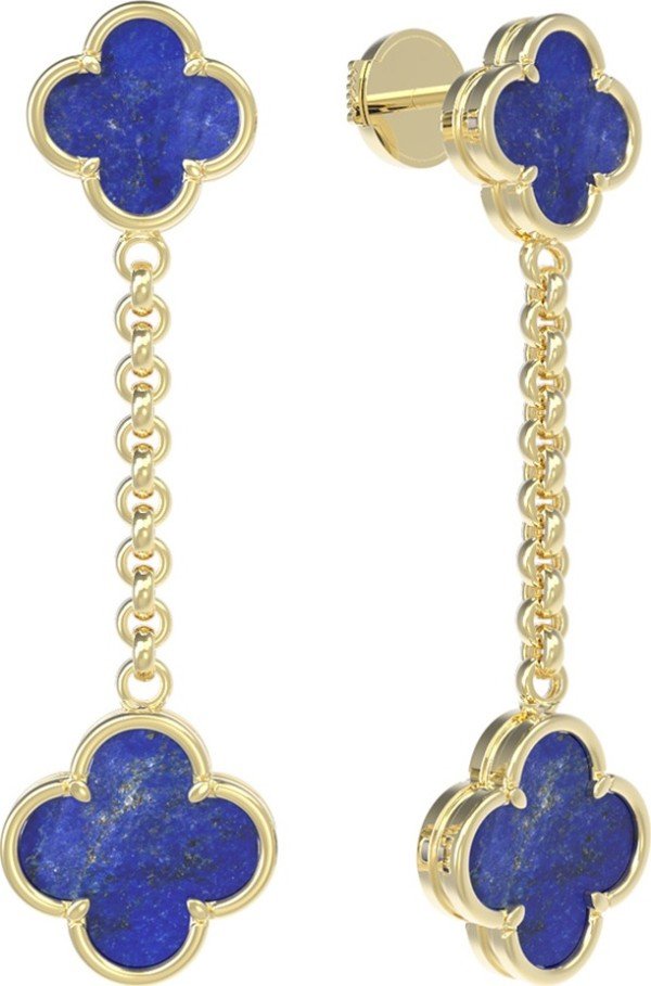 Серьги из лимонного золота c лазуритом