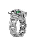 Кольцо из белого золота c бриллиантами и изумрудом