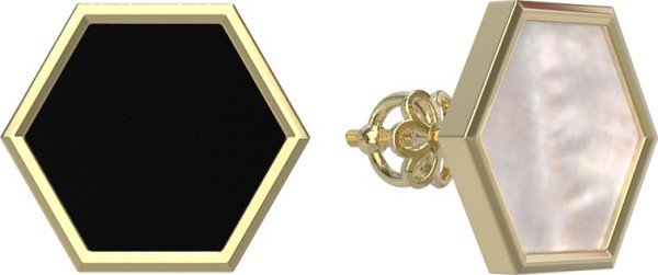 Серьги из лимонного золота c ониксом и перламутром