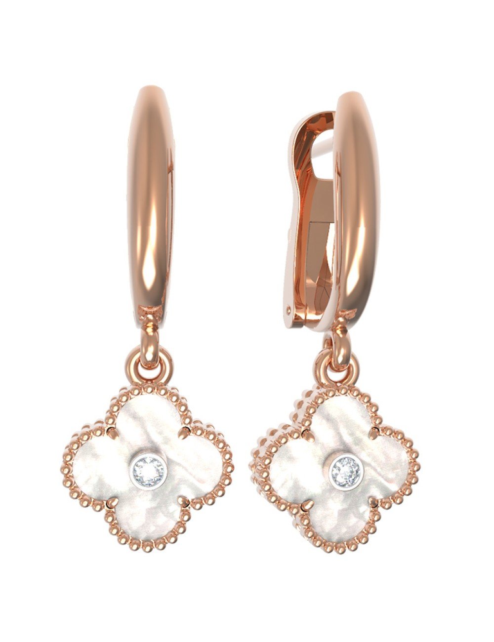 Серьги из золота c бриллиантами и перламутром