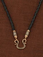 Гайтан из золота c кожаным шнурком