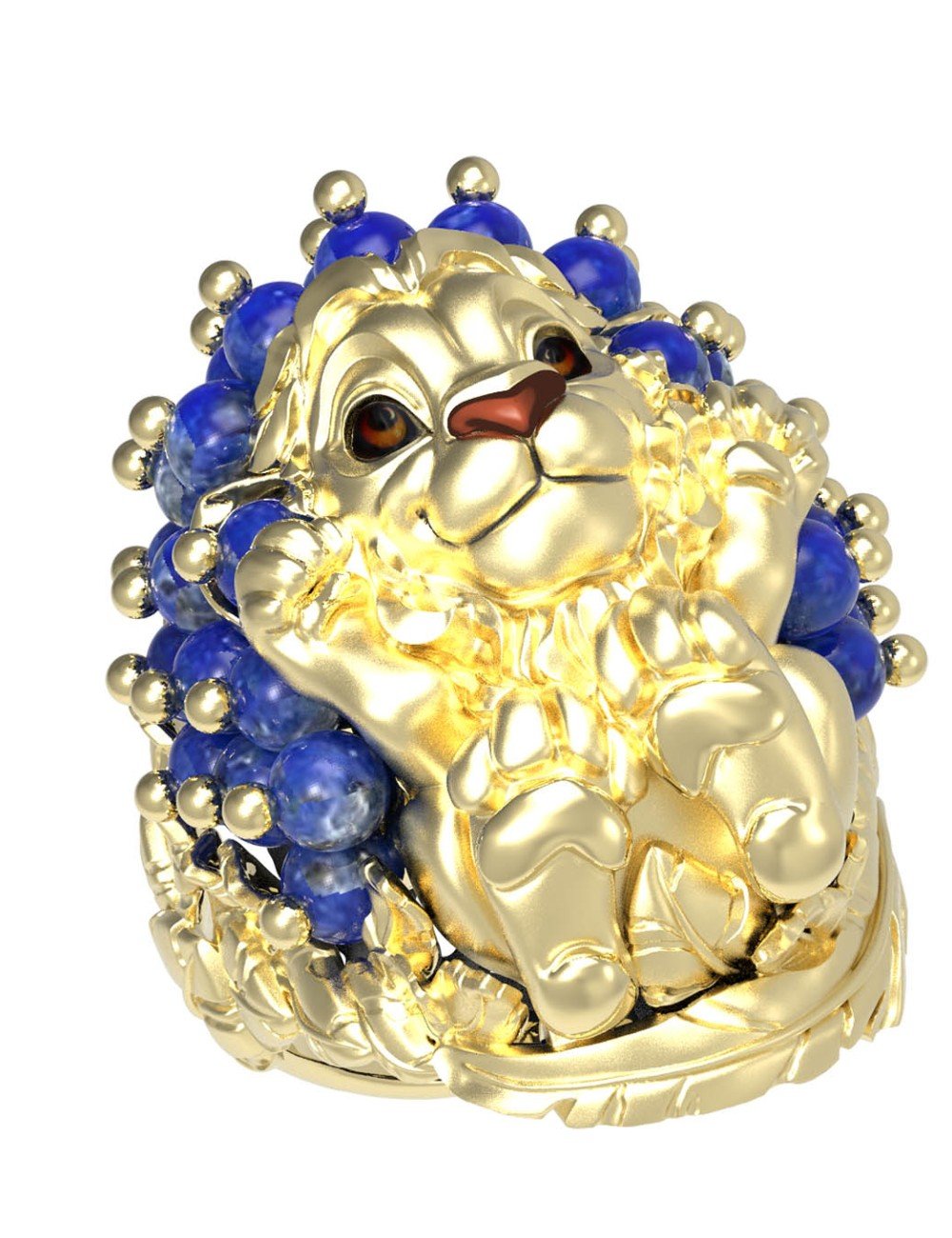 Кольцо из лимонного золота c эмалью и лазуритом