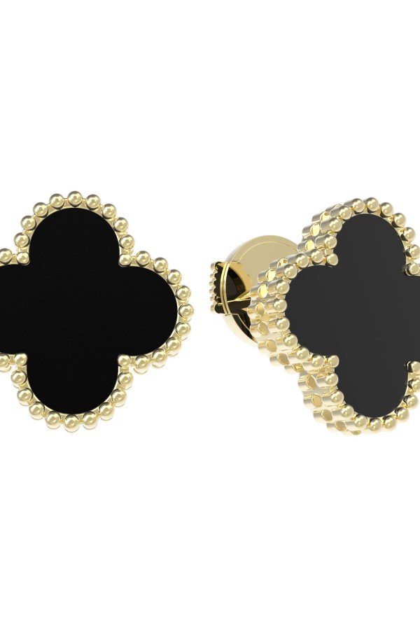 Серьги из лимонного золота c ониксом