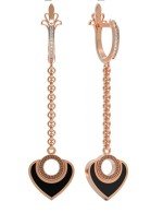 Серьги из золота c фианитом и ониксом